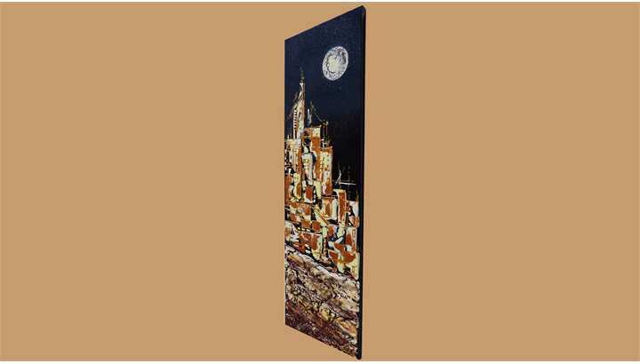 'Città con luna in verticale' | Vendita Quadri Online | Quadri moderni | Quadri astratti | Quadri floreali | Quadri dipinti a mano | Gartem Original