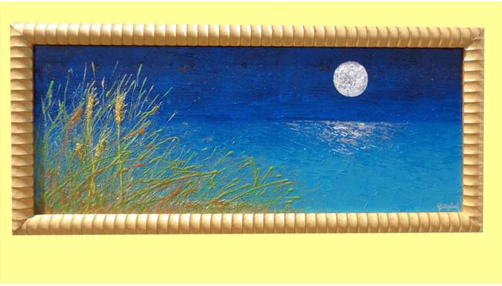 'Mare di notte con luna' | Vendita Quadri Online | Quadri moderni | Quadri astratti | Quadri floreali | Quadri dipinti a mano | Gartem Original