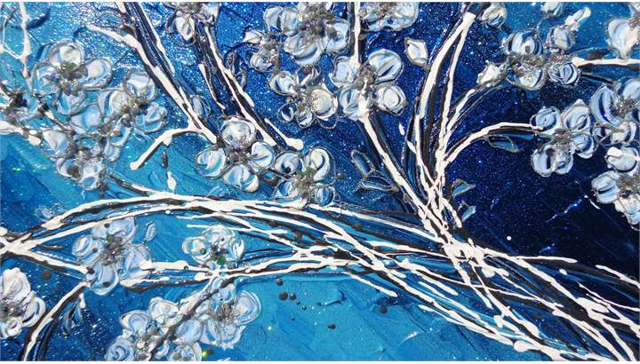 ' Fiori di pesco in blu ' | Vendita Quadri Online | Quadri moderni | Quadri astratti | Quadri floreali | Quadri dipinti a mano | Gartem Original
