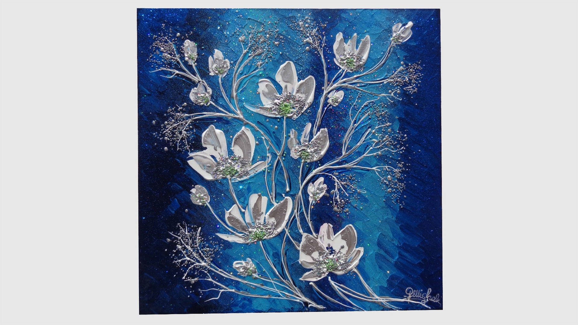 Magnolie in blu, Vendita Quadri Online, Quadri moderni, Quadri astratti, Quadri floreali, Quadri dipinti a mano, Gartem Original, Aradeo, Lecce