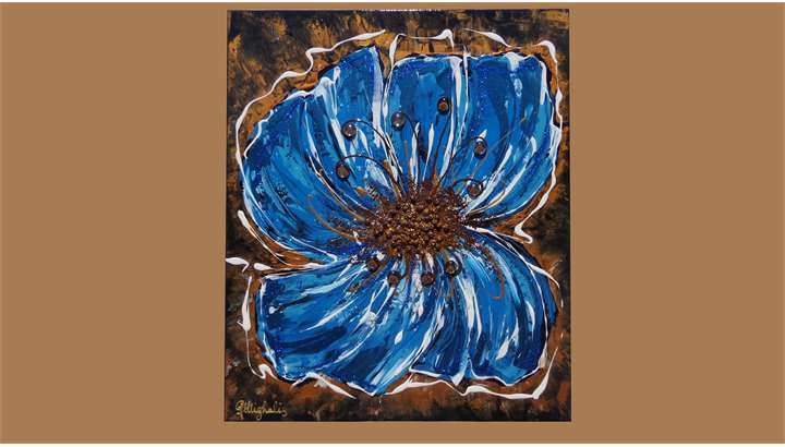 ' Farfalla-Fiore blu ' | Vendita Quadri Online | Quadri moderni | Quadri astratti | Quadri floreali | Quadri dipinti a mano | Gartem Original